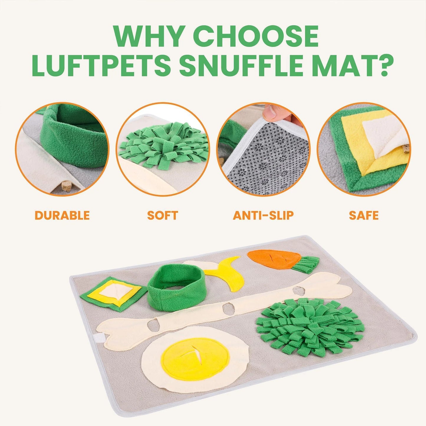 Snuffle Mat for Dogs Large Breed Keeps Pets Busy Indoors Comfortable to Lay on Soft Foraging Mat for Rabbits & Cats Interactive Enrichment Toy Slows down Feeding Alternative to Bowls